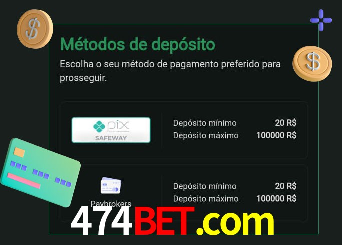 O cassino 474bet.com oferece uma grande variedade de métodos de pagamento